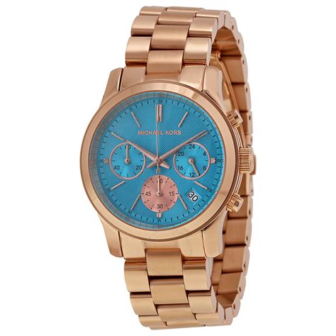 michael kors rose gold blue dial|michael kors watch.